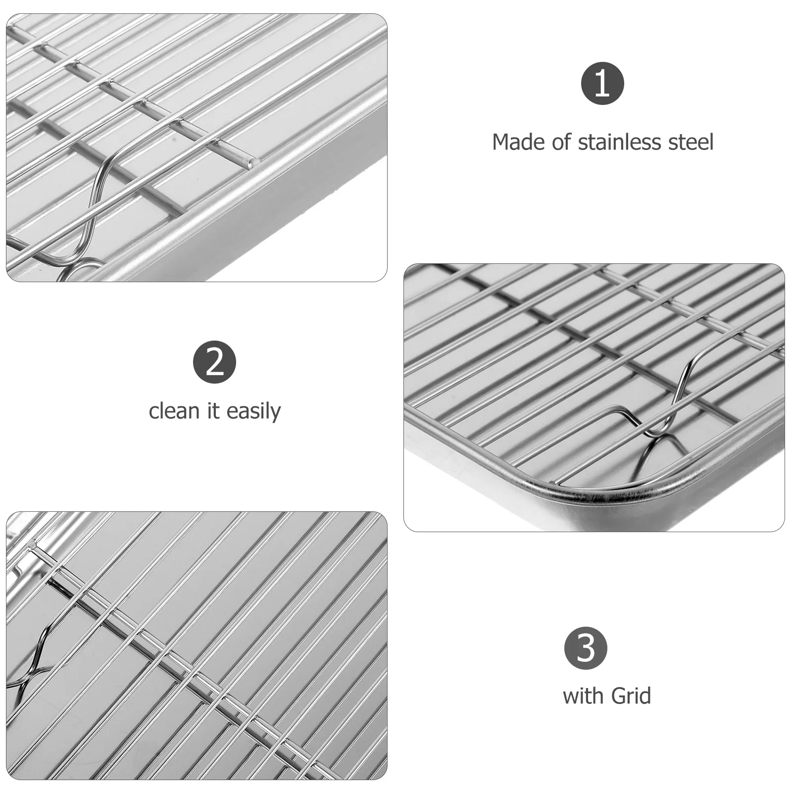 

2 Piece Baking Sheet and Cooling Rack Set Stainless Steel 26x20x2.5cm Heavy Duty Oven Safe Dishwasher Safe No Coating Baking Pan