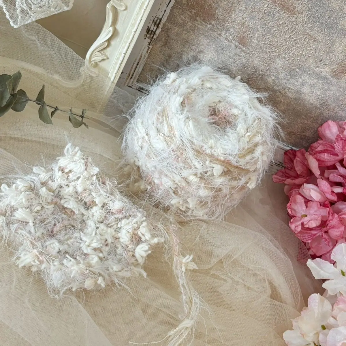 Hand Mix Line Vintage Feature Line Crochet Knitting DIY Bag Hat Scarf Shawl Fuzzy Flower Gradient Fluffy Yarn for Craft Lovers