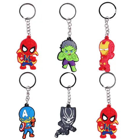 스파이더 맨 다리미 헐크 애니메이션 PVC 인형 자동차 키체인 펜던트, 남녀공용 범용 장식 제품 액세서리 선물