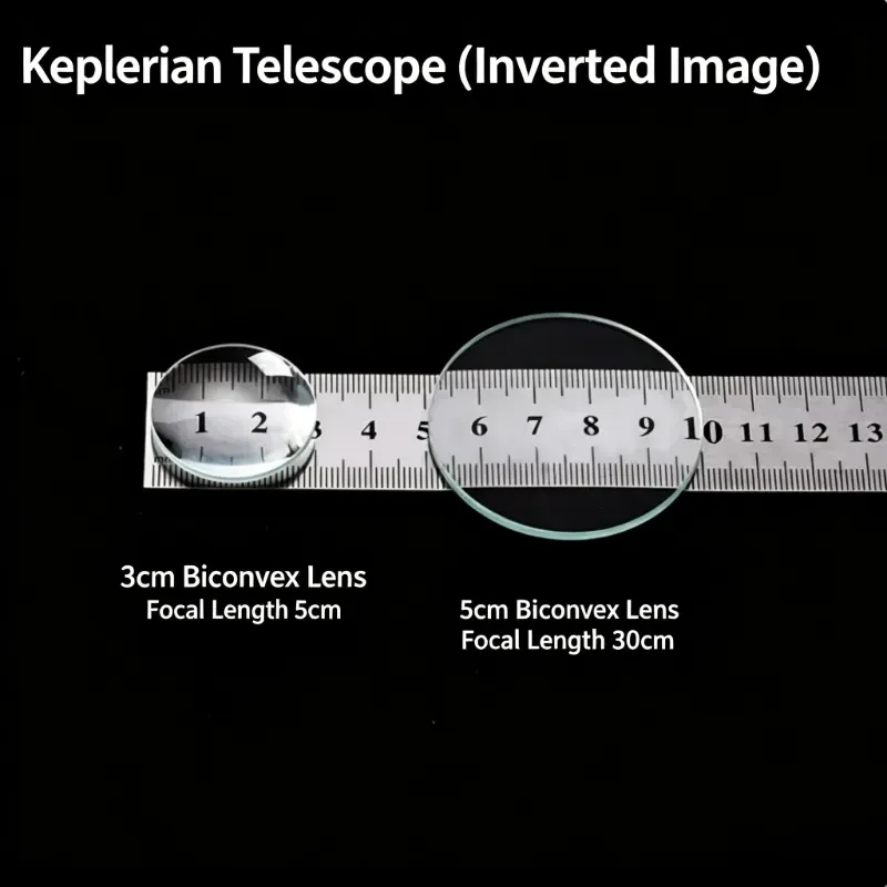 Optical Lens Set, Galilean & Keplerian Telescope Making Kit, DIY Camera Assembly Optics Parts For Physics Education