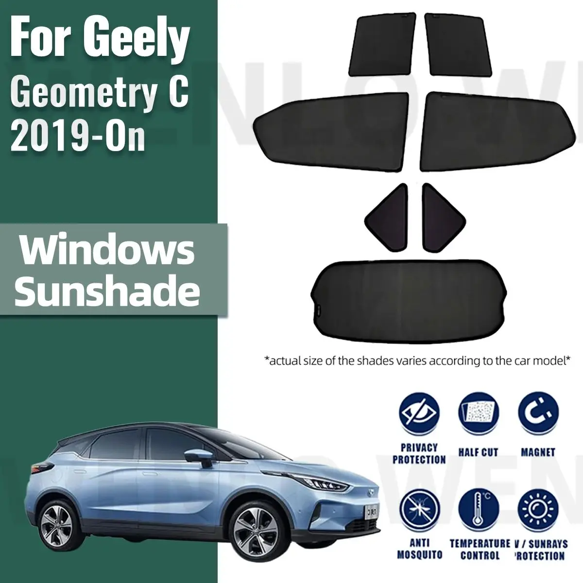 

For Geely Geometry C 2019-2024 Magnetic Car Sunshade Customized Side Window Curtain Sun Shield Visor Front Windshield