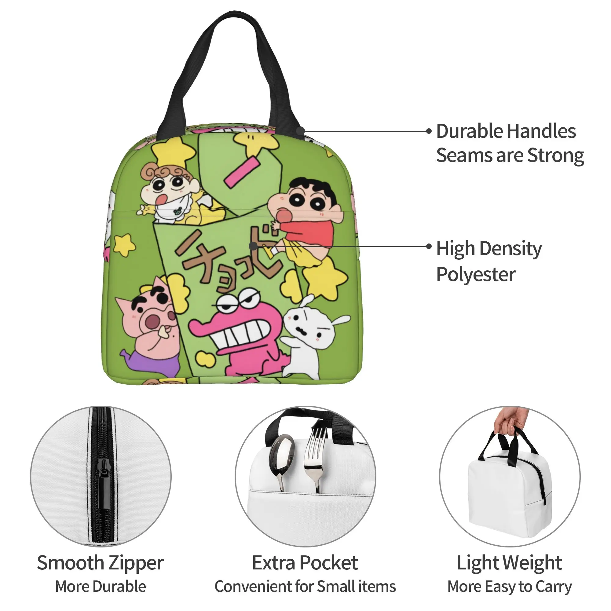 Bolsa térmica para el almuerzo con diseño de Crayons S-Shinchans, para el trabajo, la escuela, Japón, bonita caricatura divertida, a prueba de fugas, caja Bento térmica para mujeres y hombres