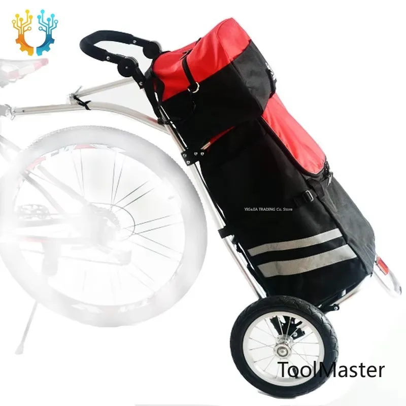 【2026】Folding Bike Cargo Trailer With Big Bag And Bike Contacter, Bicycle Trailer, 12 Inch Air Wheel Shopping Trolley Luggage Ca