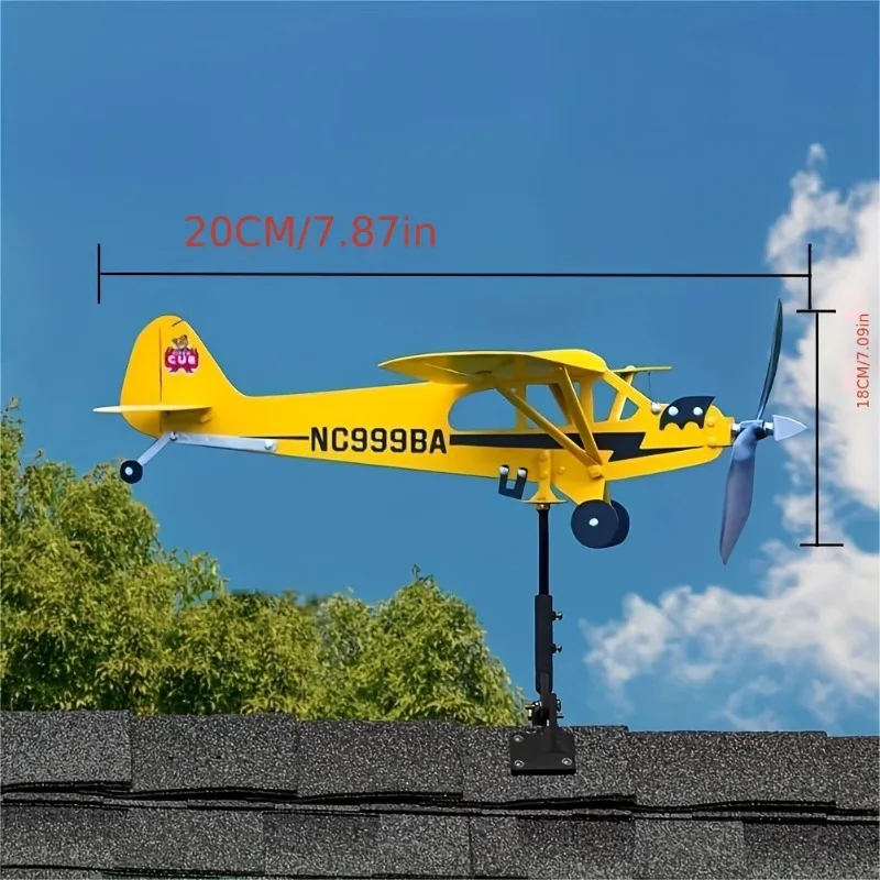 Creative Weather Vane Wind Direction Compass Pipe Airplane Weathervane Windmill 3D Outdoor Garden Decoration Metal Windmill
