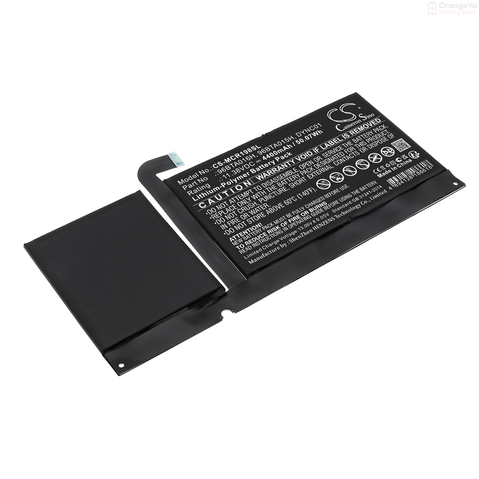 Replacement 11.38V 4400mAh Tablet Battery for Microsoft 1982 1983 Surface Pro 8 DYNC01 96BTA015H 96BTA016H