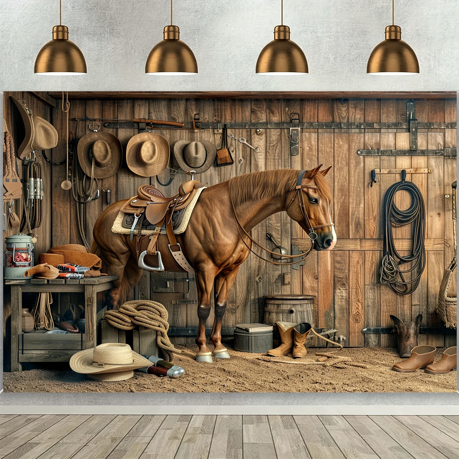 Western Cowboy Banner Barn Party Decor Rustic Photo Backdrop Farmhouse Holiday Wall Hanging Free Hooks Included Elevate Space
