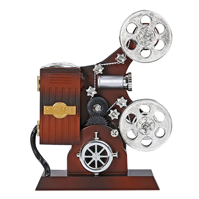 1PC Retro Old Movie Projector Twirling Music Box Gift Music Box Model Home Decoration Living Room Artware Gift