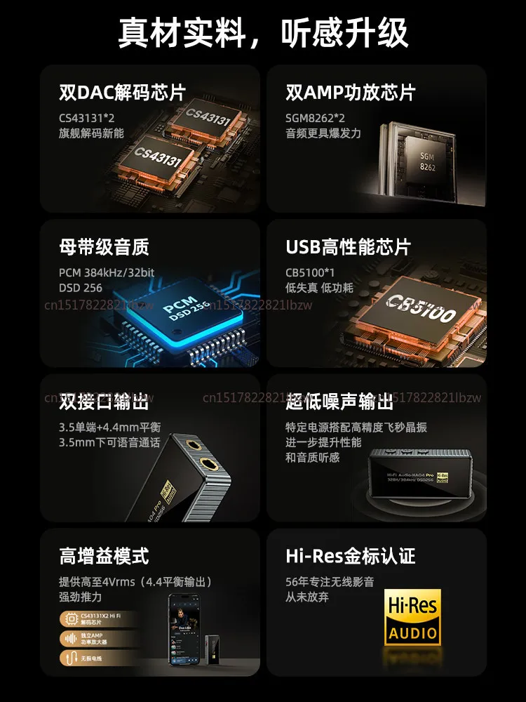 HA01 Dual Chip CS43198+CT7601 Portable USB HIFI &AMP Headphone Amplifier Lossless Portable Dongle DSD256 PMC 32Bit/762Hz