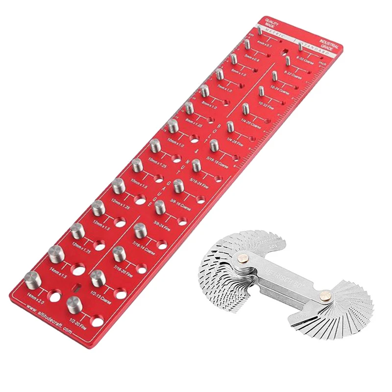 Thread Checker, Nut And Bolt Thread Checker 14 Metric 14 Standard Size,Thread Gauge With Pitch Gauge,For Nut And Bolt