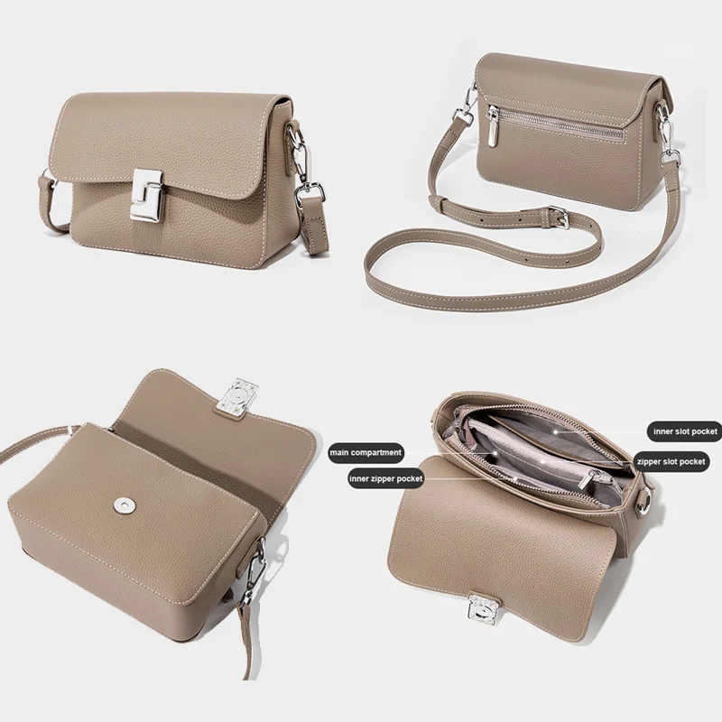 Genuine Leather Women\'s Bag 2024 New Stylish Commuting Small Square Crossbody Shoulder Bag  Lady Fashion Mini Tofu Messenger