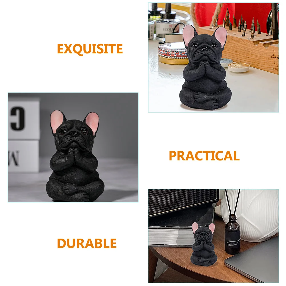 Yoga Pose Dog Ornaments Resin Figurine Water Proof Meditating Sitting French Bulldog Sculptures