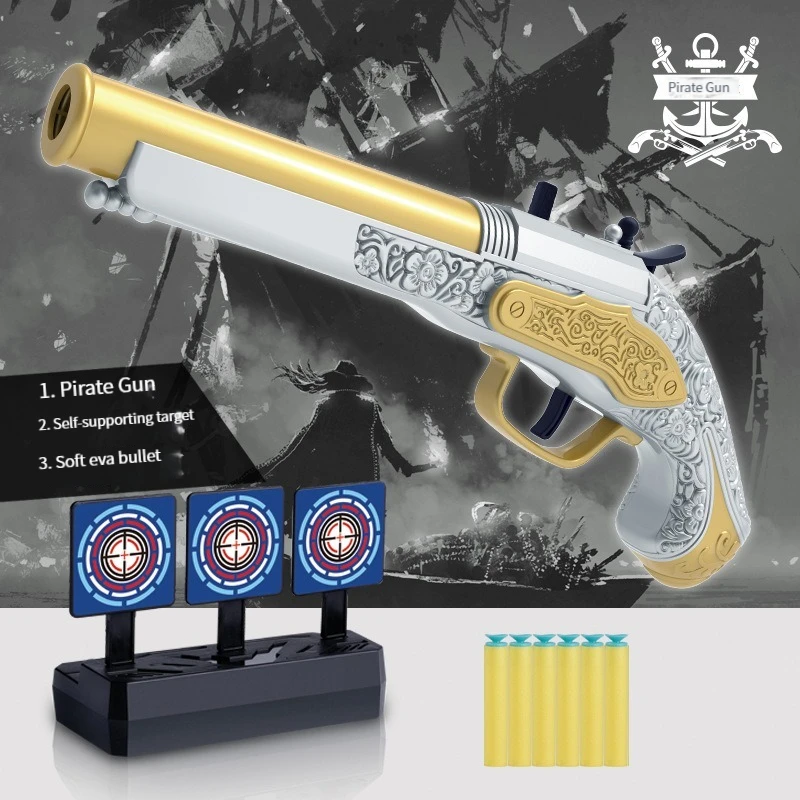 Piratengeweren Speelgoed Soft Bullet Manual Toy Gun Gun Pistol Dart Blaster Launcher Foam Shooting Model Voor Kinderen Kid Boys Verjaardagscadeaus