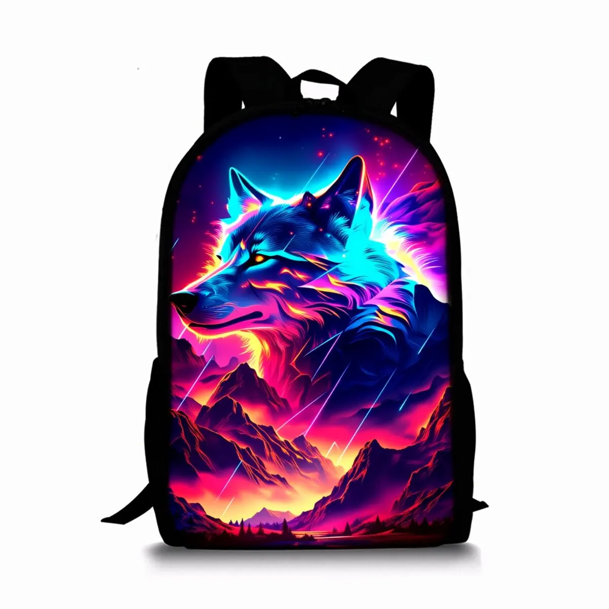 Constellation Wolf Print Single Layer Backpack for Boy/Girls Best Gifts 2D Flat Cartoon School Bag for Children Bags