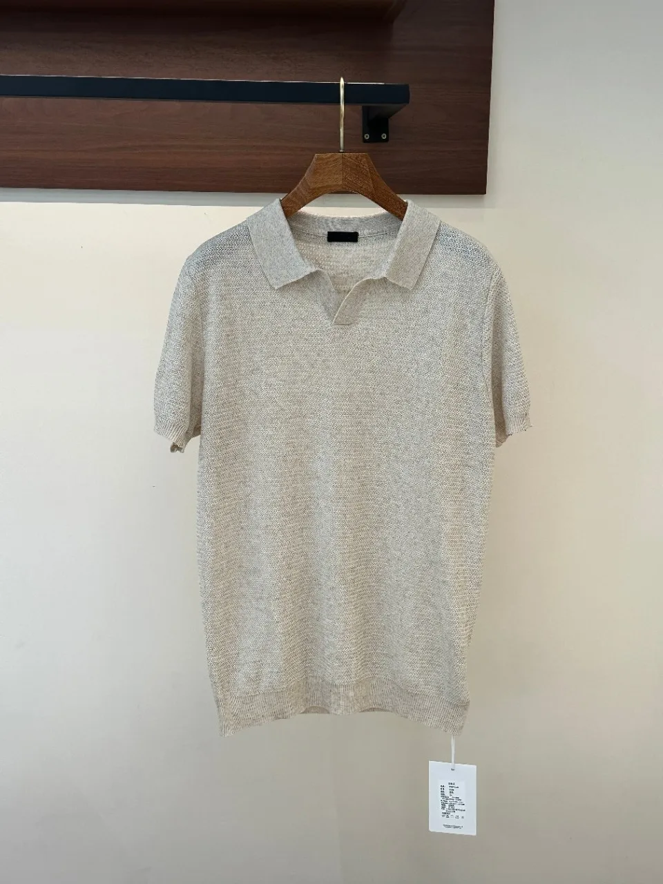 Old MoneyMen   Style Polo Collar Linen Blend Breathable Lightweight Short Sleeve Fashion Casual Knit Polo Shirt