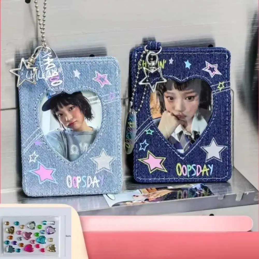 Симпатичная ретро фоторамка из джинсовой ткани в стиле y2k с подвеской-рюкзаком-цепочкой