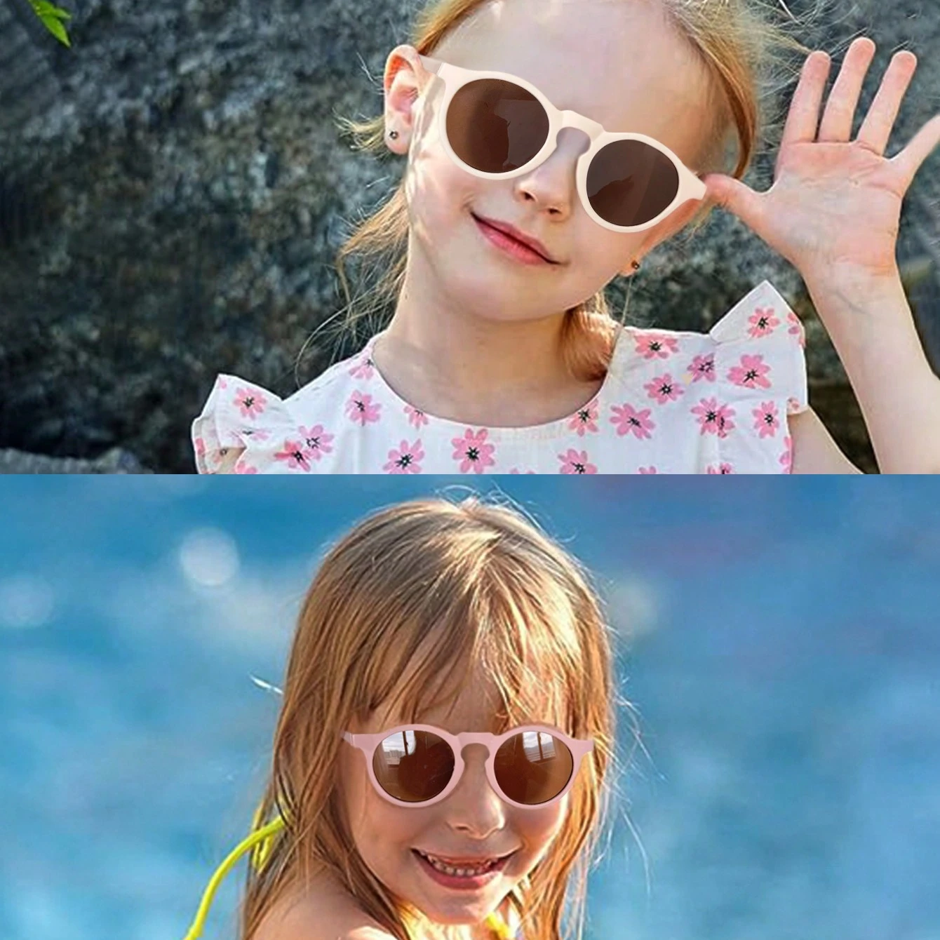 2Pcs  Cute Newest  Vintage Irregular Round Fashion Glasses  Protection Classic Kids Eyewear,Card Only Show,Don't Shipping