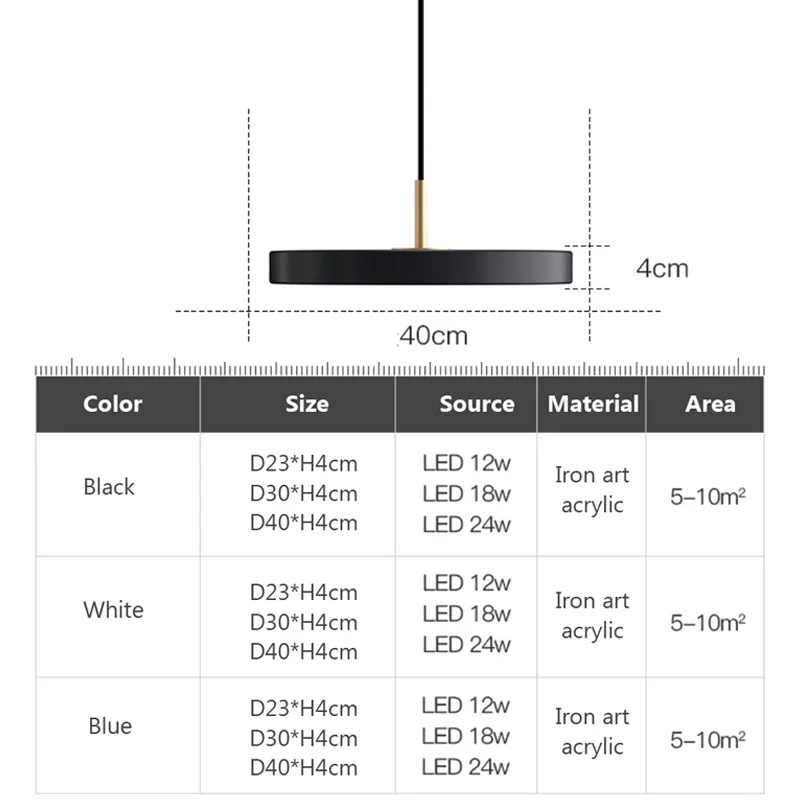 Skandynawska lampa wisiorek LED 23-40cm wisząca oświetlenie do sypialni alejce salony kuchnia dekoracja domu