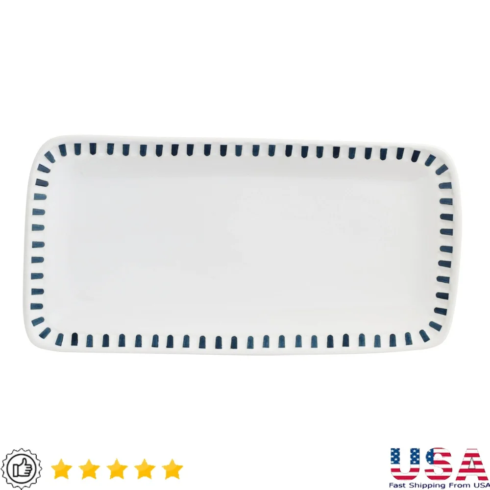 

Artisanal Stoneware Serving Tray Microwave Dishwasher Safe Decorative Hosting Tray 13 Inch Durable Unique Design Entertaining