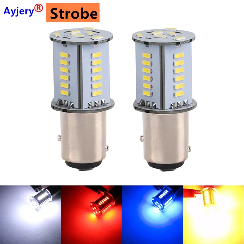 

AYJERY 2pcs Car Strobe Light Bulbs 1157 BAY15d 4014 Led 30 SMD Flash Led Lights For Car 12V Brake Light Auto Backup Reverse Lamp