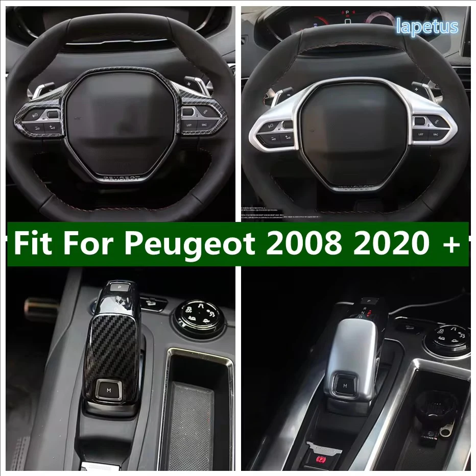 

Gear Shift Head Knob Steering Wheel Decor Frame Cover Trim For Peugeot 2008 2020 - 2022 ABS Carbon Fiber / Matte Car Accessories