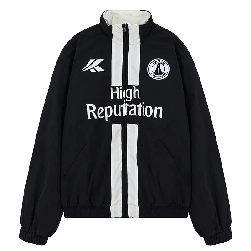 

2025 Autumn/Winter New Arrival Trendy American Retro Zippered Jacket Stand-Up Collar Pullover Windbreaker Outerwear