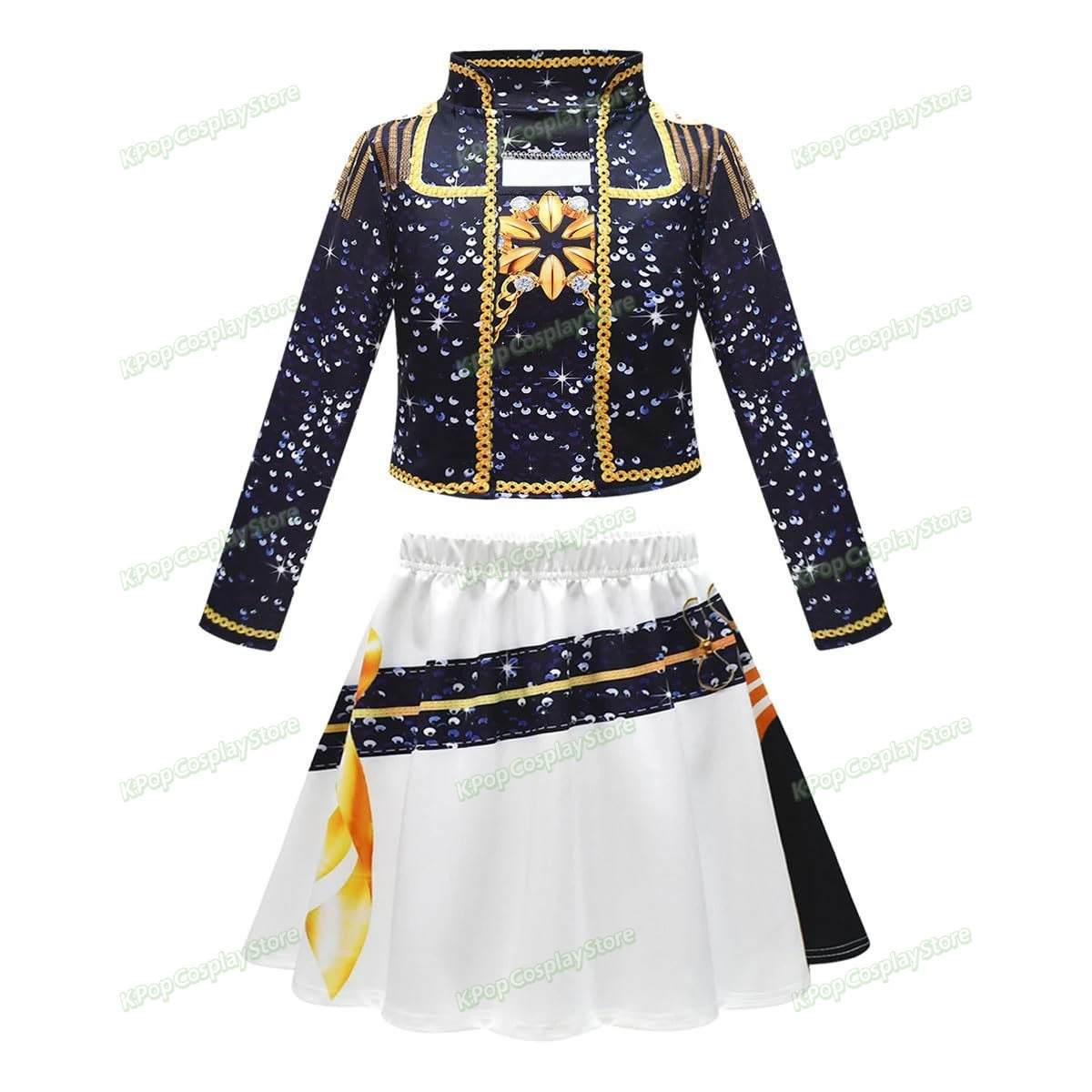 

Girls White Golden Zoey Cosplay Girl Group Rumi Kids Costume Mira Outfit Favorite Stage Performance Clothes Halloween Dress Up