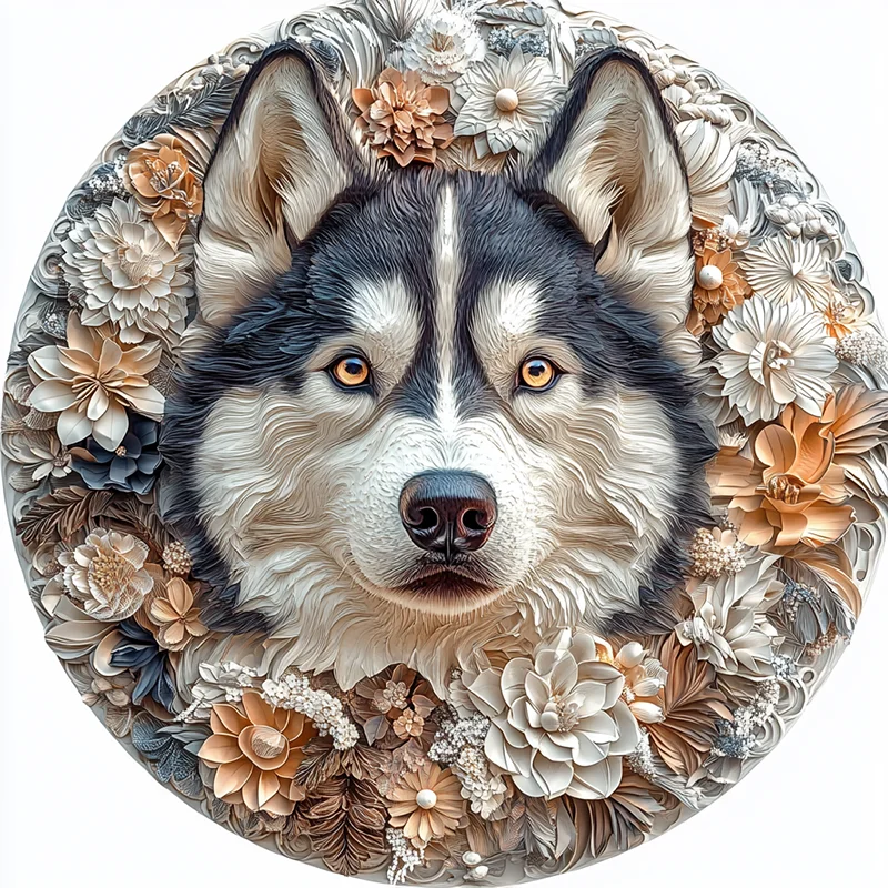 Adornos personalizados para mascotas Husky, pinturas decorativas circulares de aluminio, lápidas únicas de recuerdo para mascotas, regalos ideales