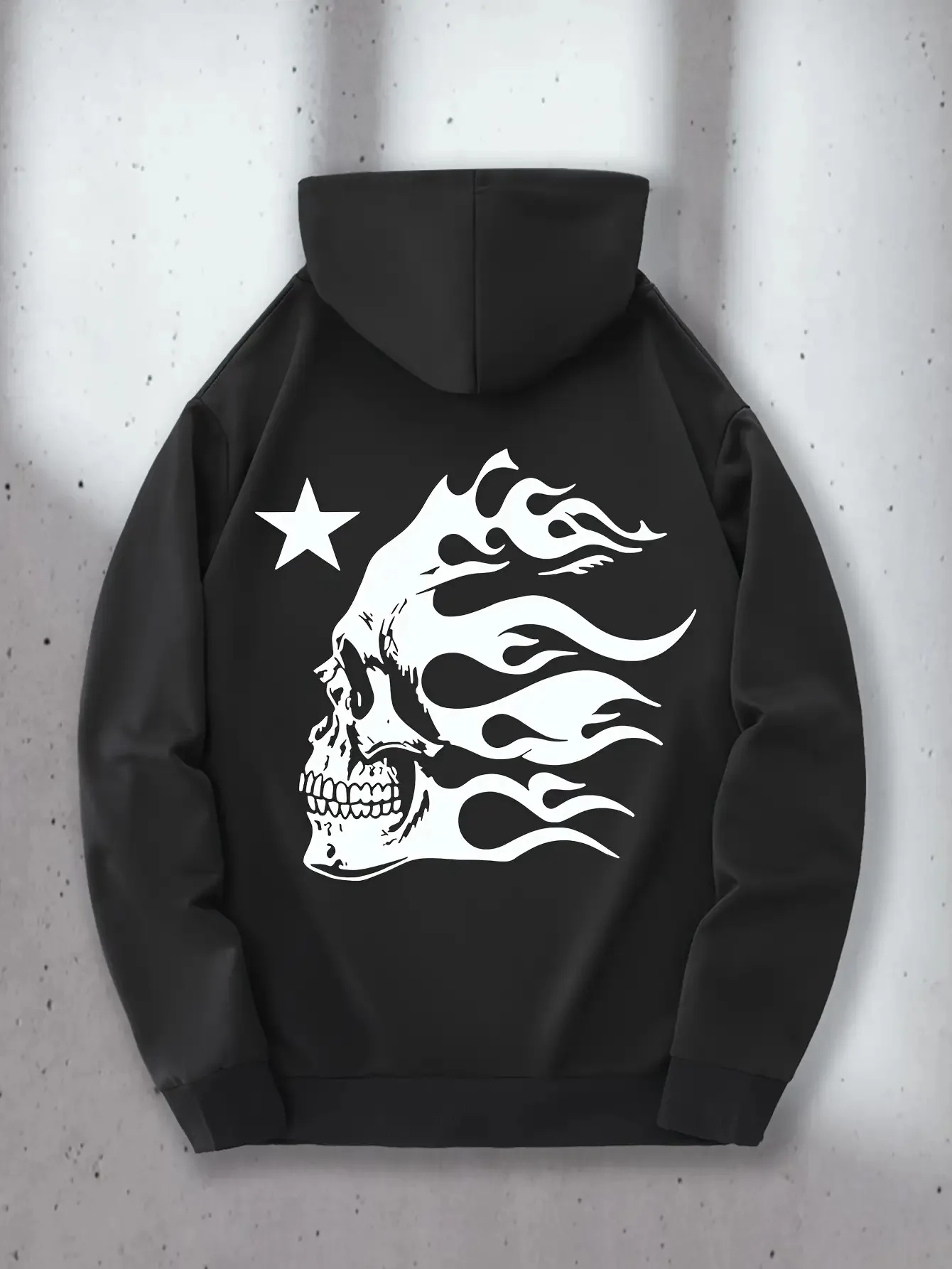 Fall/Winter Hot Selling Men's Hooded Sweatshirt with Retro Distressed Skull Print Warm Street Style American Lazy Casual Hoodies