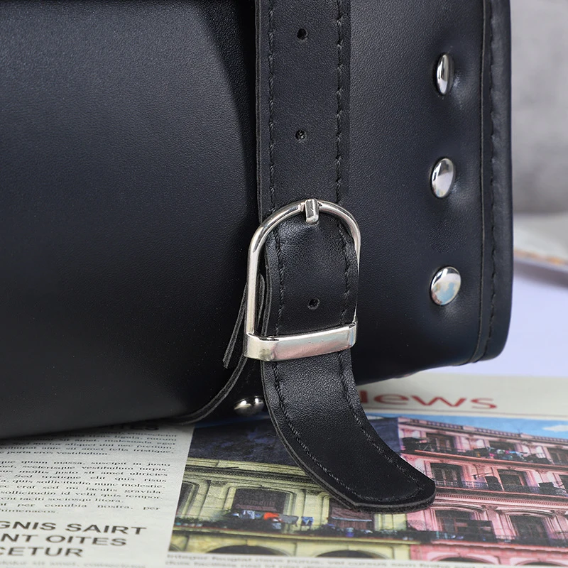 Leather Hanging Side Storage Bag Left Right Rear Pouch Motorcycle Riding