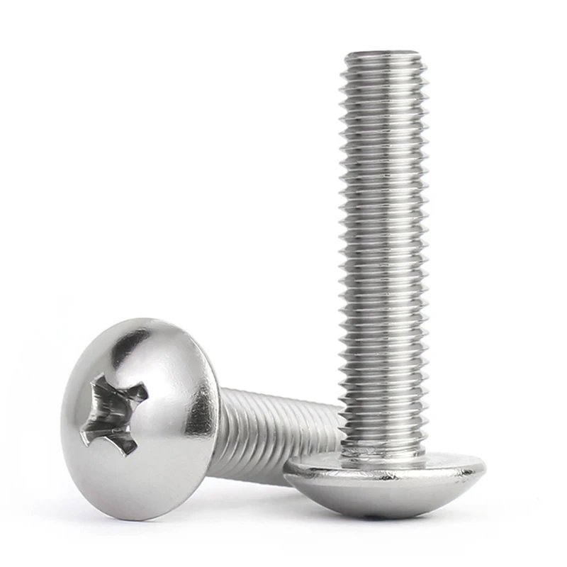 M2 M2.5 M3 M4 M5 M6 M8 304 Stainless Steel (A2-70) Phillips Pan Flat Head Large Round Cross Bolt Length Range 3- 80mm