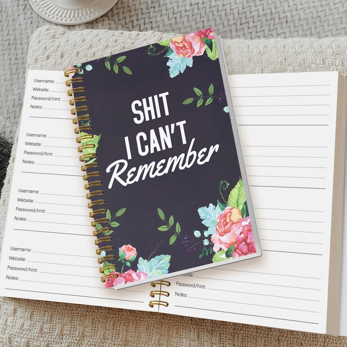 كتاب كلمة المرور مقاس A5 مضحك "Shit I Can't Remember" دفتر ملاحظات منظم بكلمات المرور لأسماء المستخدم وكلمات المرور على الموقع #1