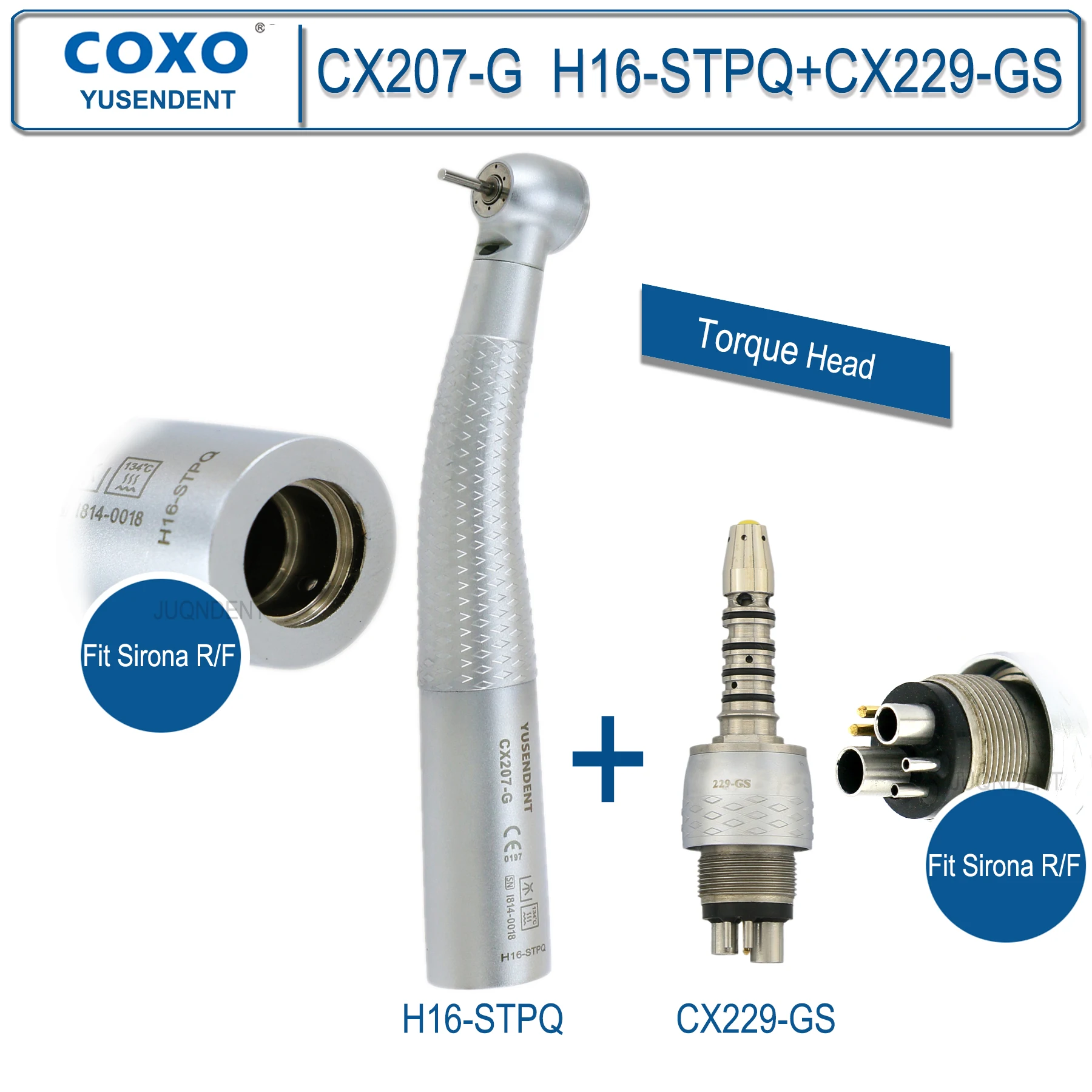 COXO YUSENDENT High Speed Dental Handpiece With LED Light Fiber Optic Dental Turbine 6 holes fit KAVO NSK Sirona WH CX207-G image 3
