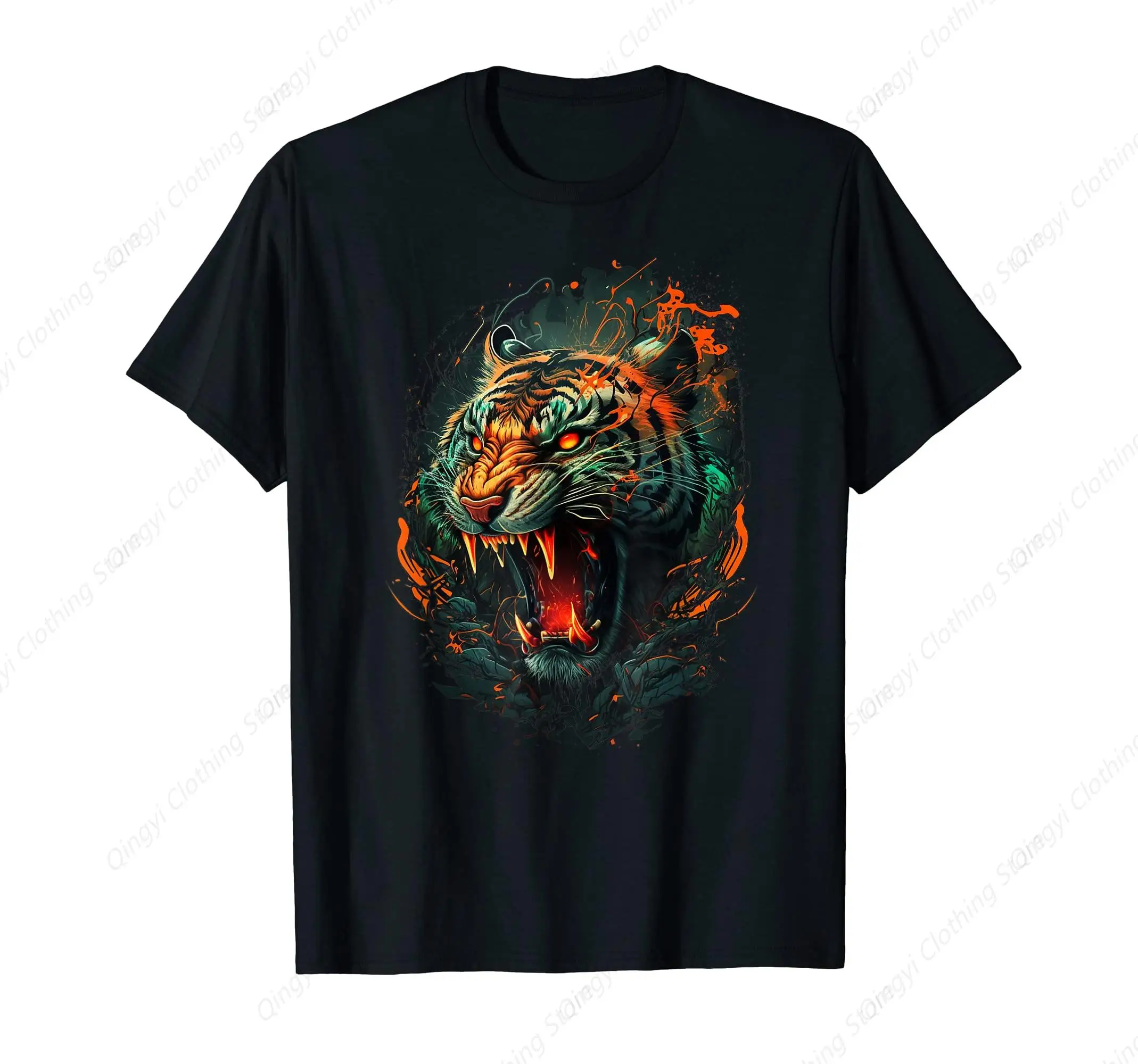

Cool Fierce Flaming Tiger Artistic Graphic T-Shirt