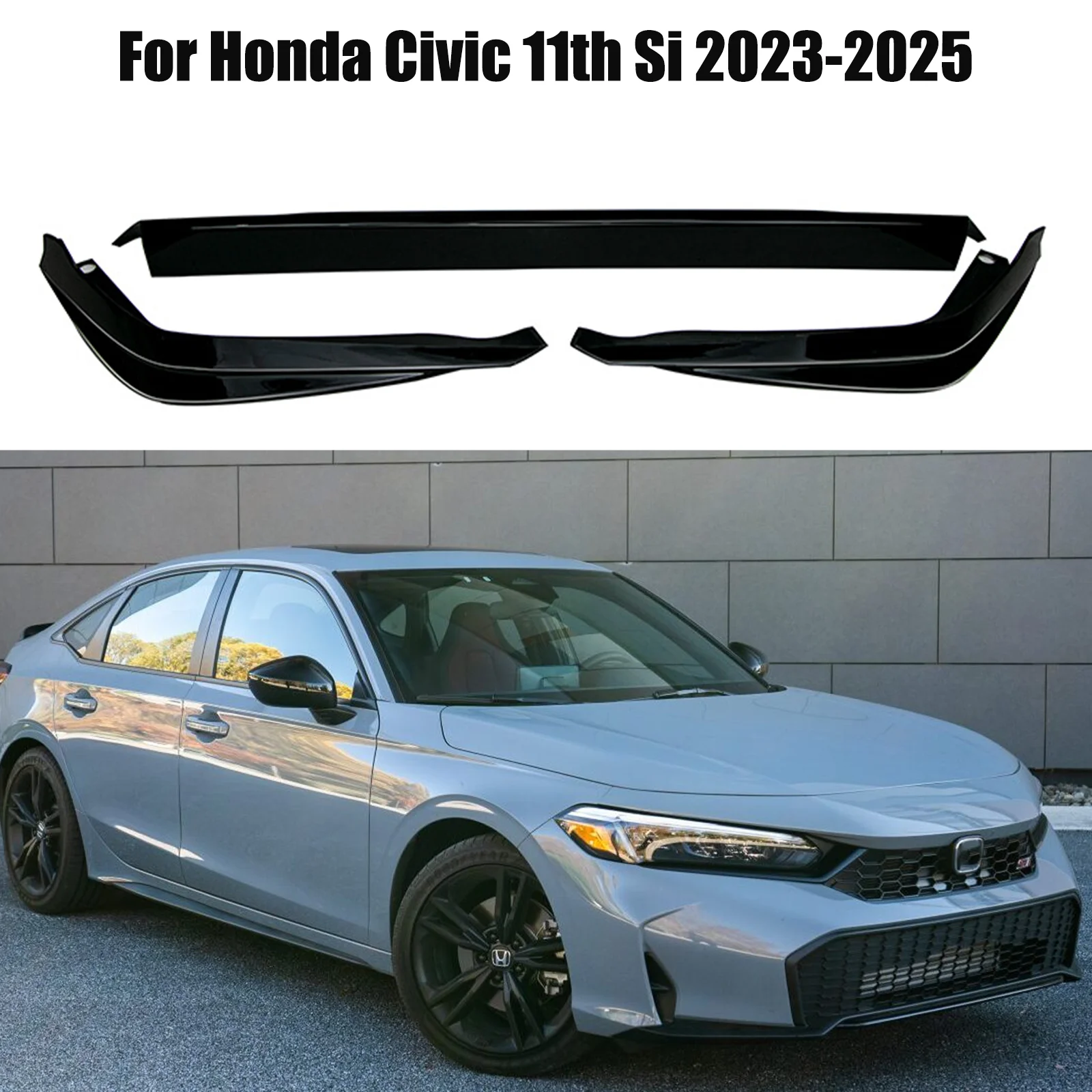 

For Honda Civic 11th Si 2023-2025 Front Bumper Spoiler Lip Corners Lower Side Splitter Corner Cover Body Kit Glossy Black Red
