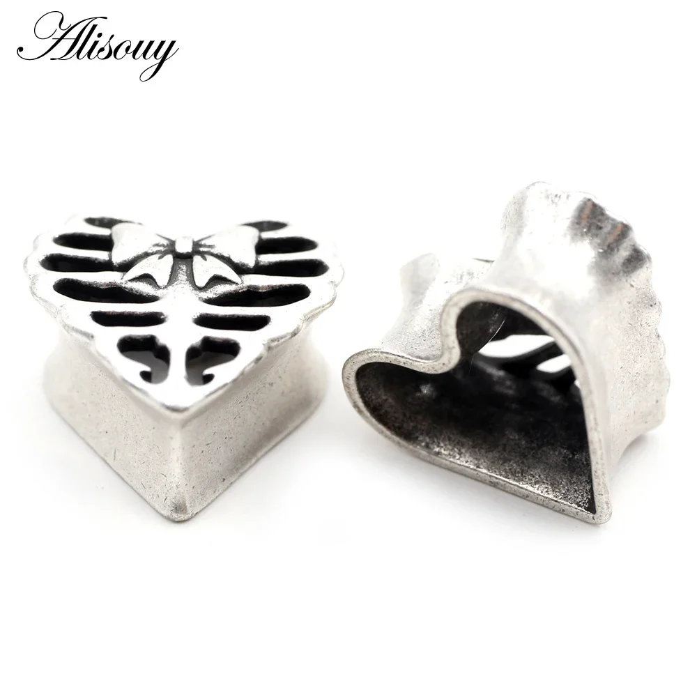 1 قطعة سبائك الصب الجوف القلب الحب القوس عقدة الأذن الأنفاق المقابس المتوسع نقالة مقاييس أقراط هيئة ثقب المجوهرات #2