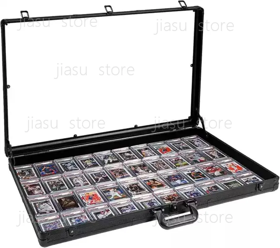 For Silver‑toned Aluminum & Acrylic Lockable Display‑case, Portable TCG Trading‑card Storage Holder For Exhibition & Trade‑show