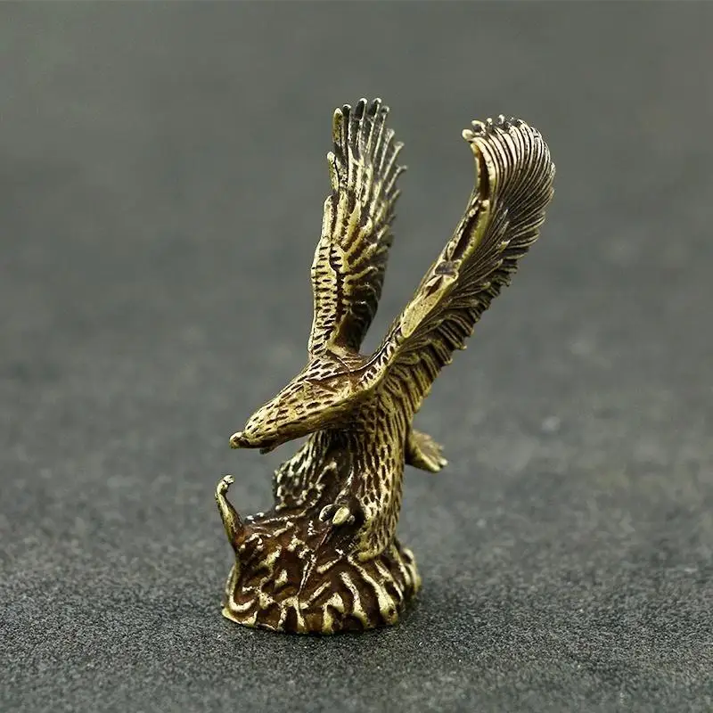 Antique Copper Eagle Statue Vintage Brass Animal Figurine Small Desk Decor Home Accessories Gift Ornament Crafts