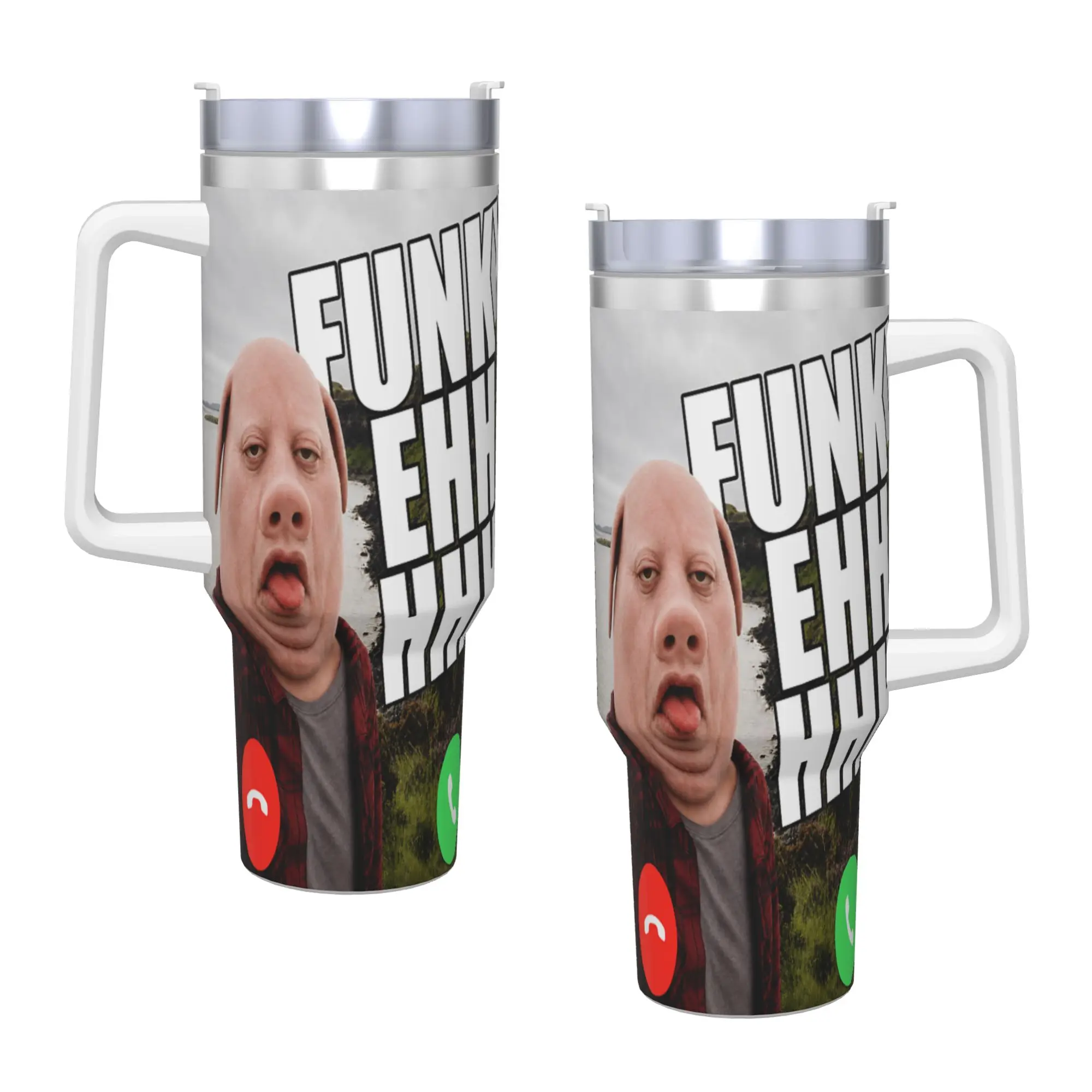 Stainless Steel Tumbler Funny John Pork Funky Ehh Calling Brainrot Meme Coffee Mug Heat Cold Drink Car Mugs Travel Water Bottle