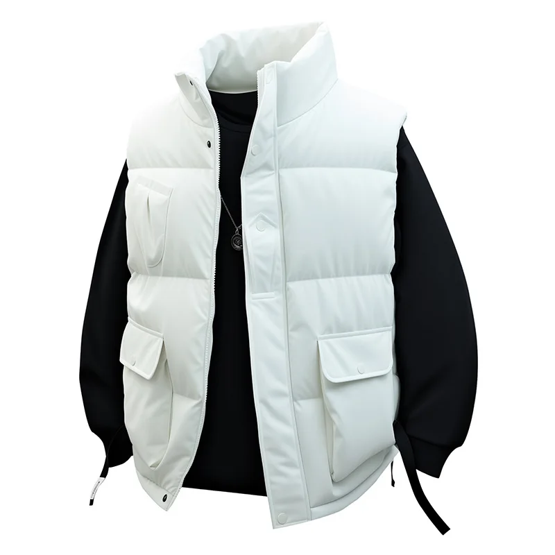 Men's Cotton-Padded Waistcoat with Three-Dimensional Large Capacity Pockets Outdoor Sports Jacket Suitable for Both Sides
