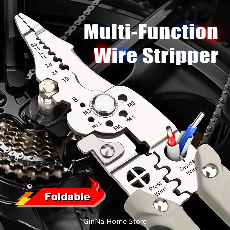 Wire Stripper Multifunctional Collapsible Cutting Stripping Labor-Saving Sharp Electrician Special Plier Tools N In 1 Convenient