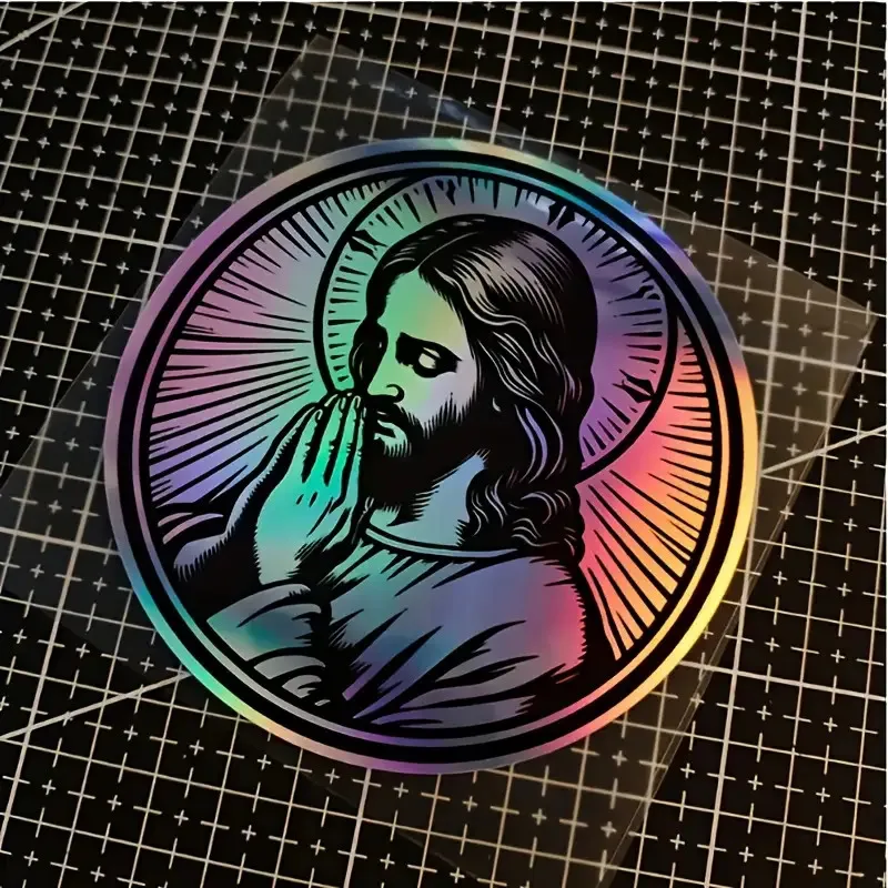 Adesivo de carro de oração de jesus, decalque de vinil colorido criativo, design religioso de fé para carro, motocicleta, capacete, decoração de pared