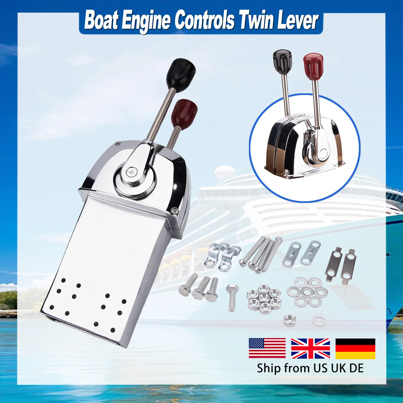 Manette de commande de moteur marine à double levier pour montage supérieur de bateau