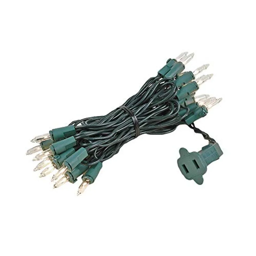 6.5 Feet 20 Bulbs Vintage Short Mini Light String, Clear Bulbs on Green Wire, 4-Inch Spacing Fairy Lights, Connectable End-to-E