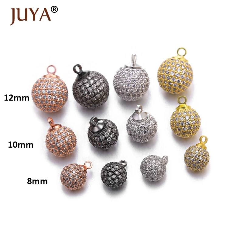 JUYA New Trendy AAA Zircon Rhinestone Beads Charms Accessories For Bracelets Necklace Earrings Making DIY Jewellery Supplies