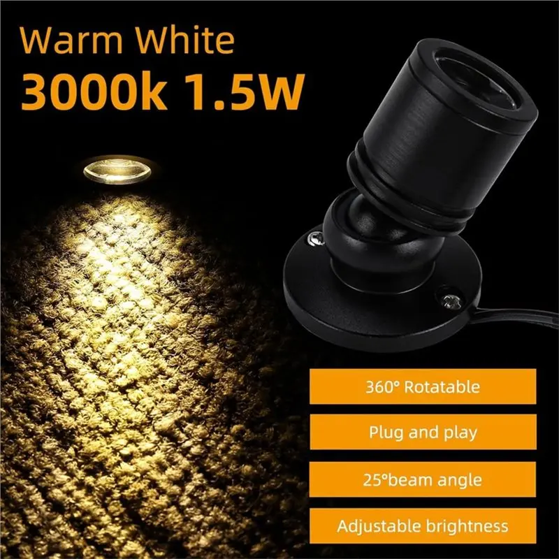B17C 4Pcs Mini Spotlight For Displays, Small LED Mini Spotlight Indoor Warm White 3000K Dimmable LED Spot Lights