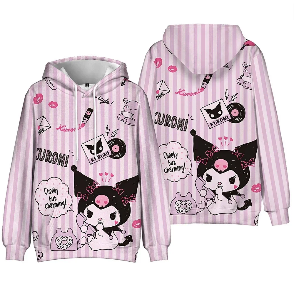 Hello Kitty Girls Hoodie MINISO Girls Clothing 3D Cartoon Printed Pullover Autumn Girls Hoodie Fashion New Women\'s Clothing