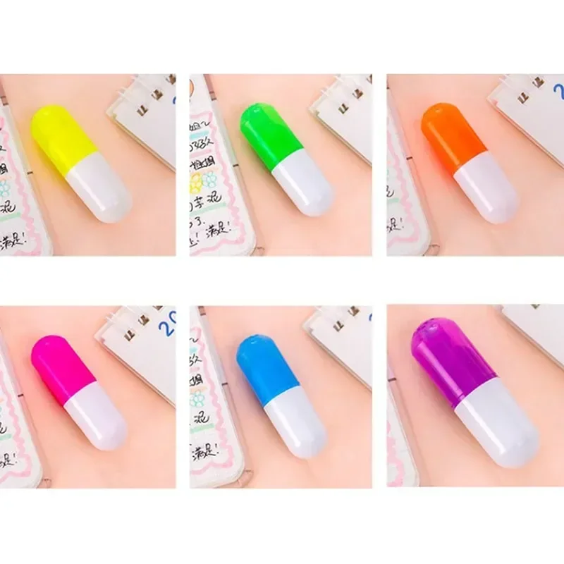 1/6pcs set  Creative Pill Shape Mini Colorful Candy Color Highlighters Promotional Markers Gift Stationery Color Pen