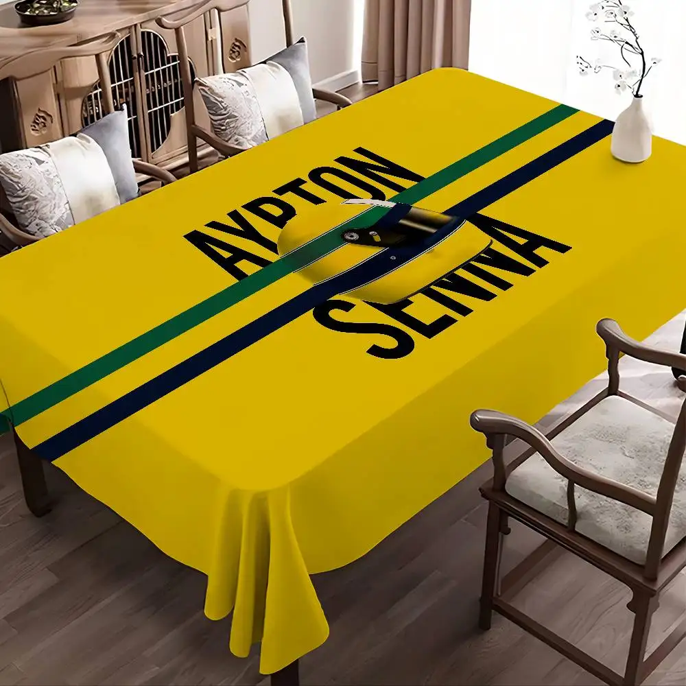 A-Ayrton S-Senna Logo Rectangle Tablecloths Printed Table Cloth For Farmhouse Holiday Wedding Party Dining Table Decor