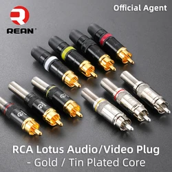 Conector rean rca original da neutrik banhado a ouro phono áudio vídeo lotus plug nys373 conector de cabo nys366 com cauda de mola