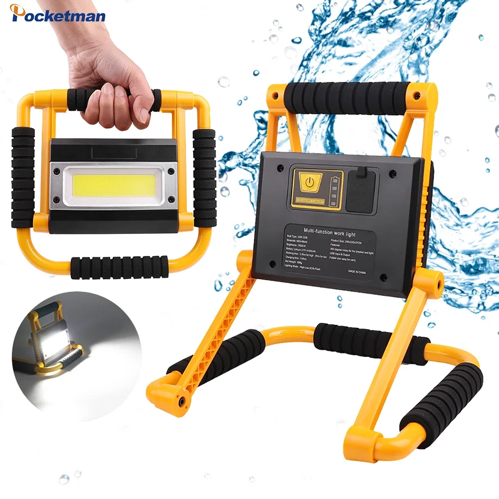 COB LED Work Light, High Lumen Searchlight, lanterna impermeável, lanterna de acampamento, lâmpada de trabalho, holofote mais poderoso